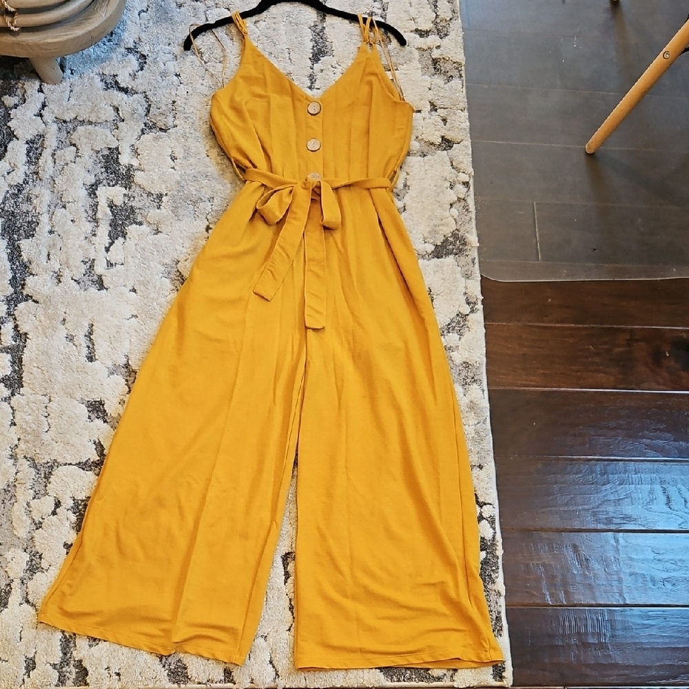 Elegant Mustard Jumpsuit with Belt